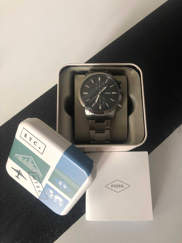 Fossil Townsman Chronograph Black Dial Silver Steel Strap Watch for Men - FS5349 Buy Now By Fossil