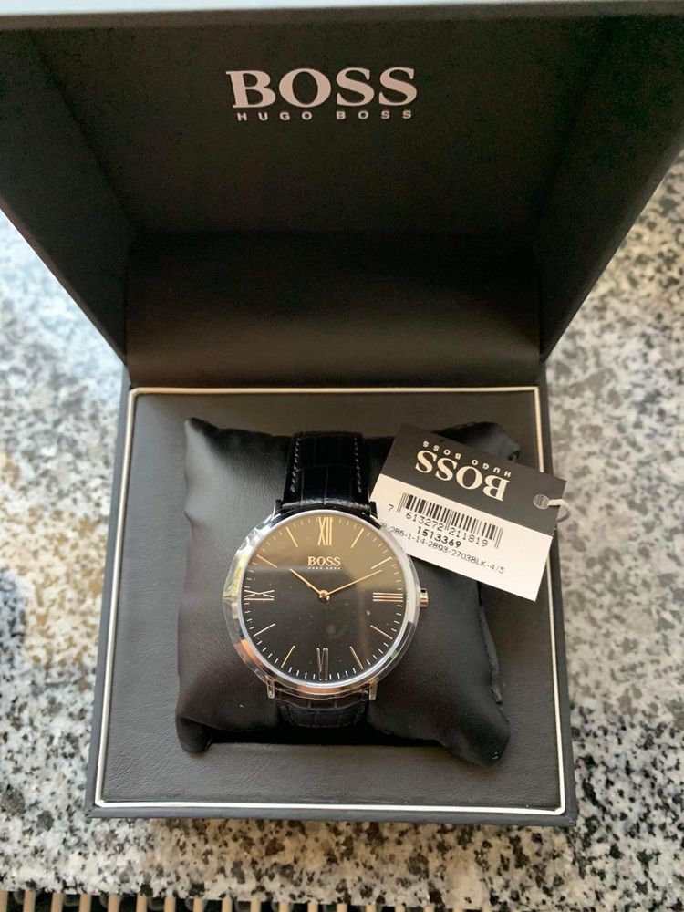 Hugo Boss Jackson Black Dial Black Leather Strap Watch for Men - 1513369 Buy Now By Hugo Boss