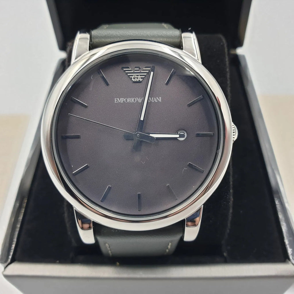 Emporio Armani Classic Quartz Grey Dial Grey Leather Strap Watch For Men - AR1730 Buy Now By Emporio Armani