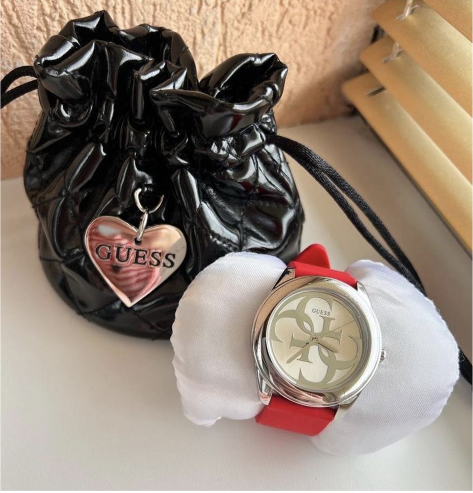 Guess G-Twist Silver Dial Red Rubber Strap Watch for Women - W0911L9 Buy Now By Guess