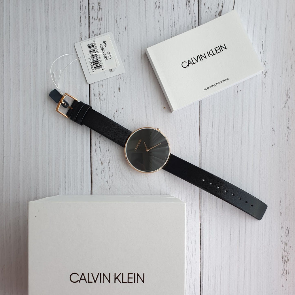 Calvin Klein Full Moon Black Dial Black Leather Strap Watch for Women - K8Y236C1 Buy Now By Calvin Klein