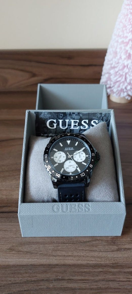 Guess Odyssey Quartz Black Dial Black Silicone Strap Watch For Men - W1108G3 Buy Now By Guess