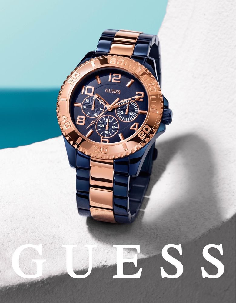 Guess BFF Multifunction Blue Dial Two Tone Steel Strap Watch for Women - W0231L6 Buy Now By Guess