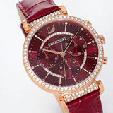 Swarovski Passage Chrono Red Dial Red Leather Strap Watch for Women - 5580345 Buy Now By Swarovski