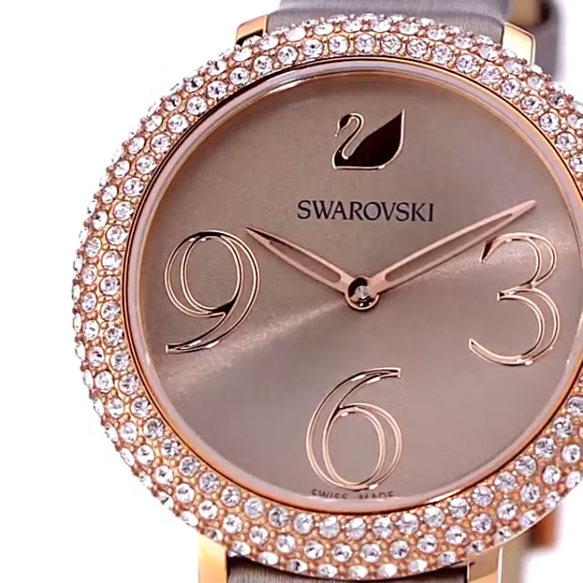 Swarovski Crystal Frost Grey Dial Grey Leather Strap Watch for Women - 5484067 Buy Now By Swarovski
