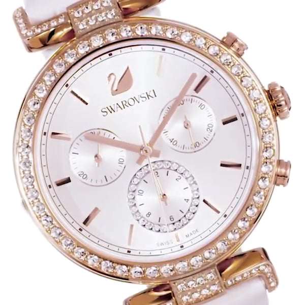 Swarovski Era Journey Silver Dial White Leather Strap Watch for Women - 5295369 Buy Now By Swarovski