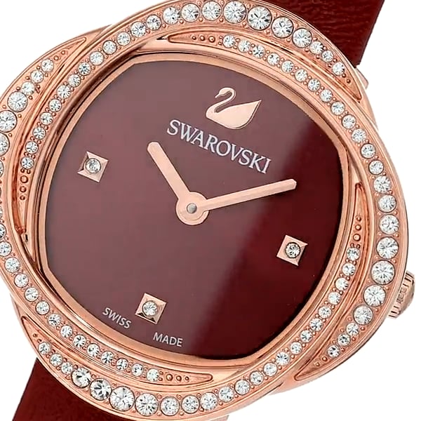 Swarovski Crystal Flower Red Dial Red Leather Strap Watch for Women - 5552780 Buy Now By Swarovski