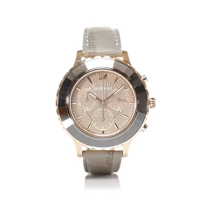 Swarovski Octea Lux Chrono Grey Dial Grey Leather Strap Watch for Women - 5452495 Buy Now By Swarovski
