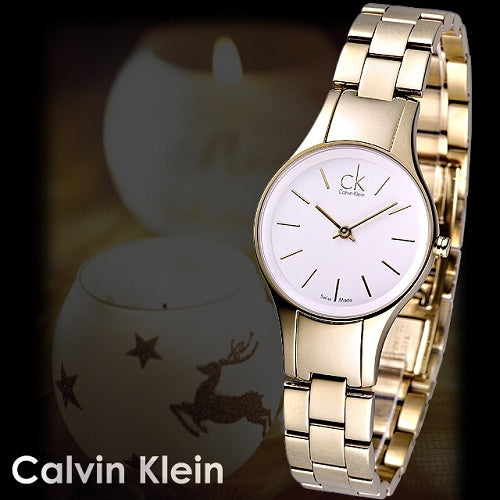 Calvin Klein Simplicity White Dial Gold Steel Strap Watch for Women - K4323212 Buy Now By Calvin Klein