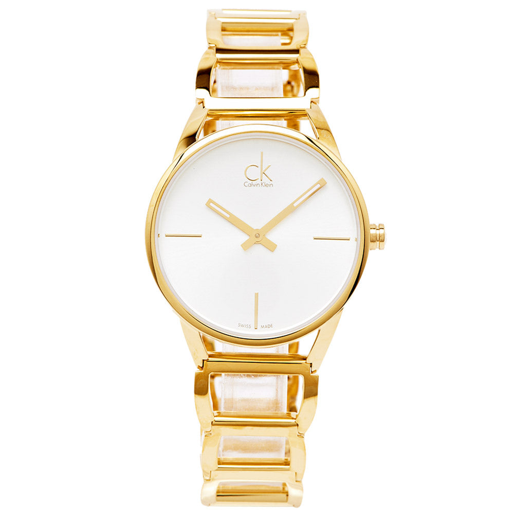 Calvin Klein Stately Silver Dial Gold Steel Strap Watch for Women - K3G23526 Buy Now By Calvin Klein