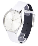 Calvin Klein Accent Silver Dial White Leather Strap Watch for Women - K2Y2X1K6 Buy Now By Calvin Klein