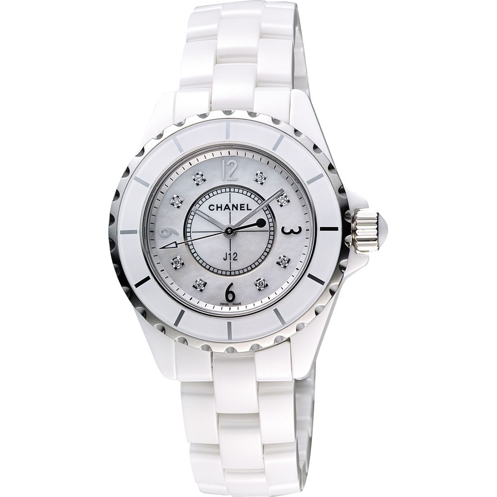 Chanel J12 Diamonds Quartz Ceramic White Dial White Steel Strap Watch for Women - J12 H2422 Buy Now By Chanel