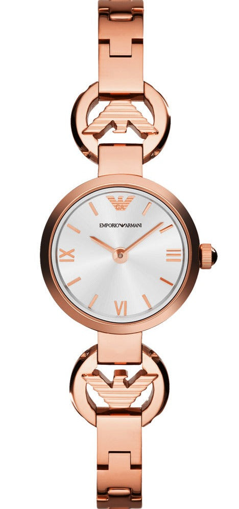 Emporio Armani Retro Quartz Silver Dial Rose Gold Steel Strap Watch For Women - AR1776 Buy Now By Emporio Armani