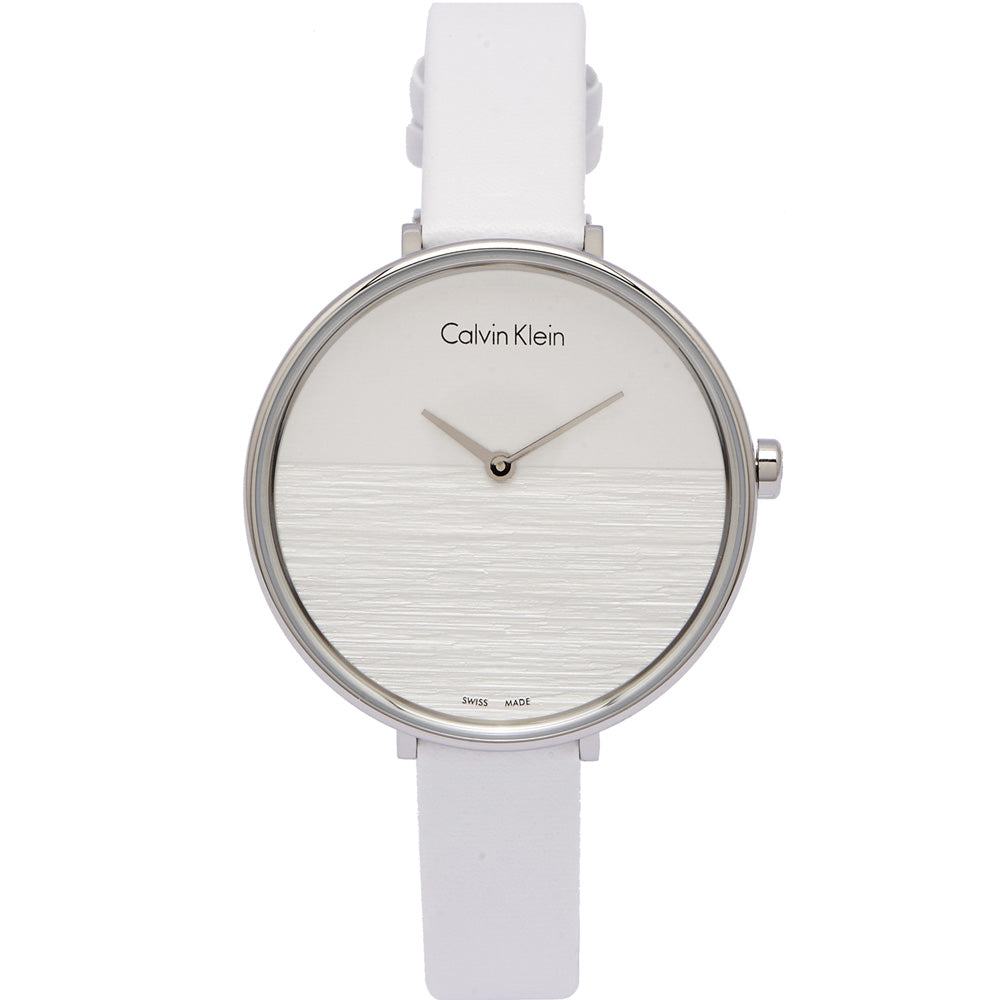 Calvin Klein Rise White Grey Dial White Leather Strap Watch for Women - K7A231L6 Buy Now By Calvin Klein