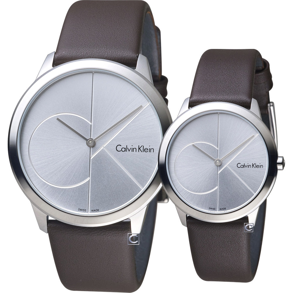 Calvin Klein Minimal Silver Dial Brown Leather Strap Watch for Men - K3M221G6 Buy Now By Calvin Klein