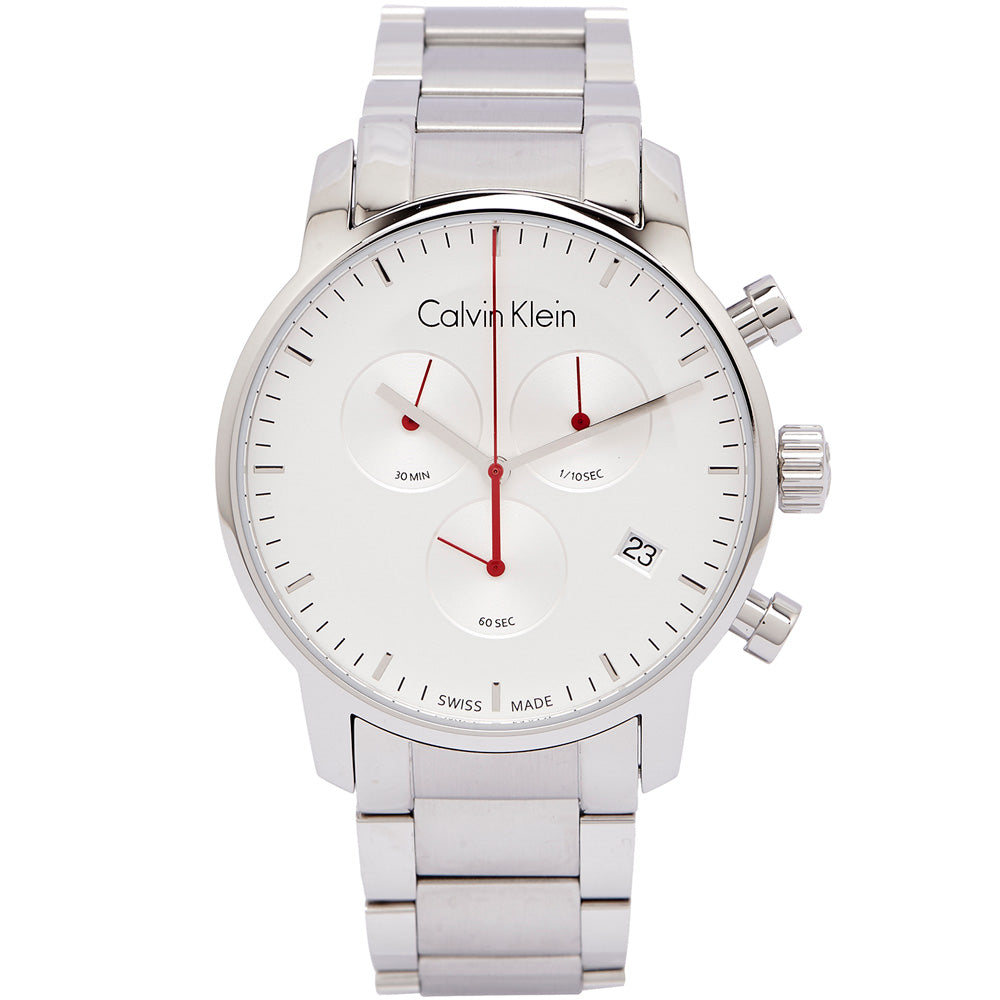 Calvin Klein City Chronograph White Dial Silver Steel Strap Watch for Men - K2G271Z6 Buy Now By Calvin Klein