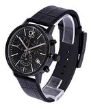Calvin Klein Post Minimal Chronograph Black Dial Black Leather Strap Watch for Men - K7627401 Buy Now By Calvin Klein