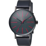 Calvin Klein Boost Black Dial Black Leather Strap Watch for Men - K7Y214CY Buy Now By Calvin Klein