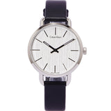 Calvin Klein Even Silver Black Leather Strap Watch for Women - K7B231C6 Buy Now By Calvin Klein
