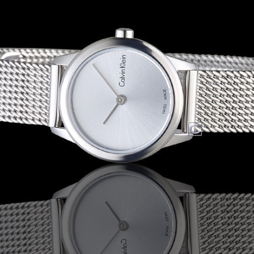 Calvin Klein Minimal White Dial Silver Mesh Bracelet Watch for Women - K3M231Y6 Buy Now By Calvin Klein