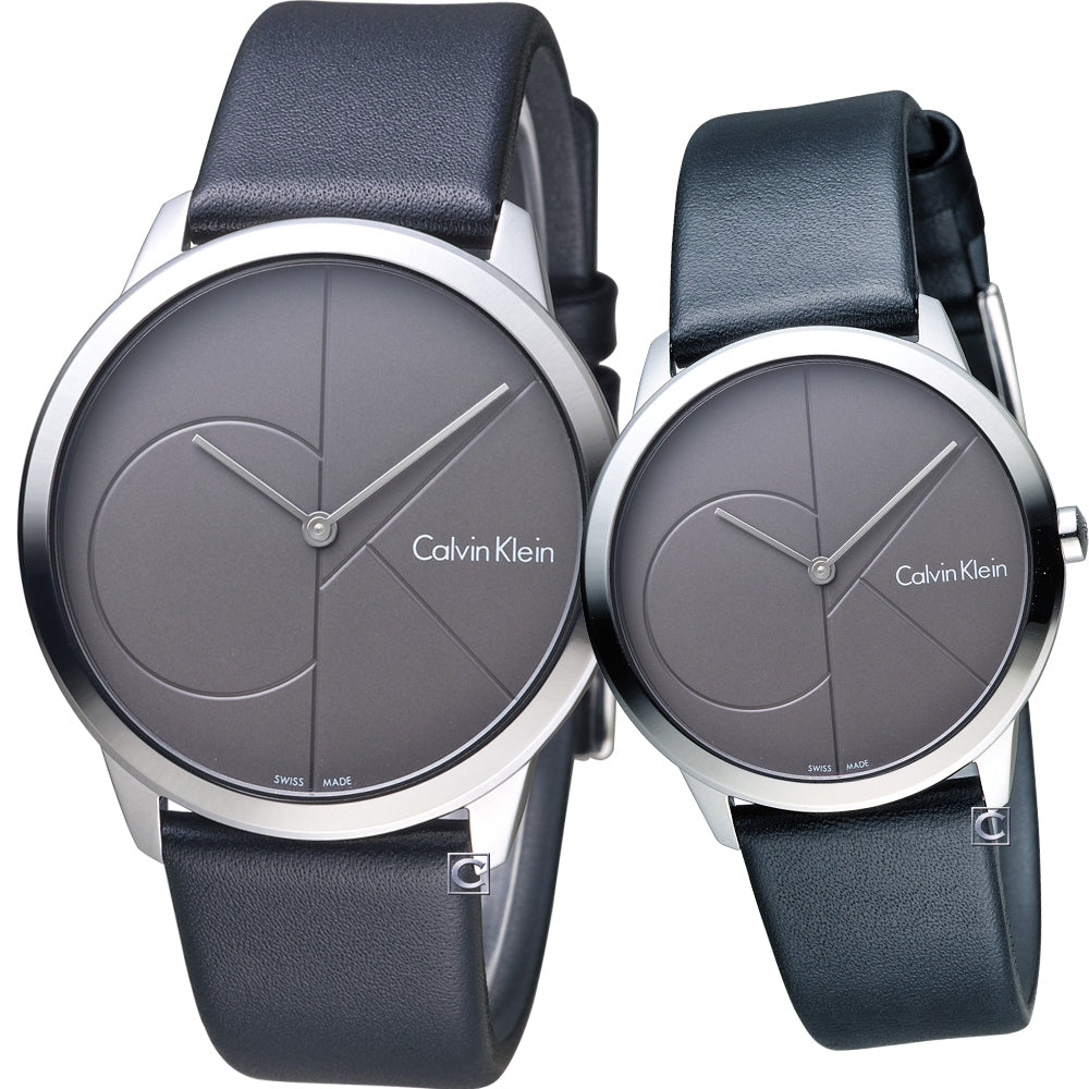 Calvin Klein Minimal Grey Dial Black Leather Strap Watch for Men - K3M221C3 Buy Now By Calvin Klein