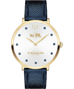 Coach Slim Easton Silver Dial Blue Leather Strap Watch for Women - 14502687 Buy Now By Coach