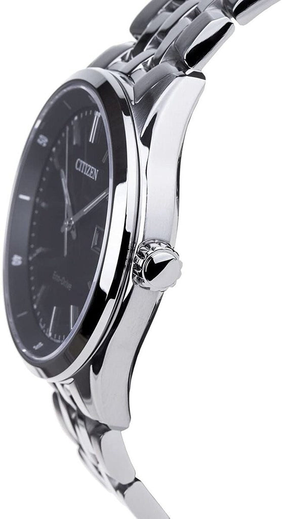 Citizen Eco Drive Black Dial Silver Steel Strap Watch For Men - BM7250-56E Buy Now By Citizen