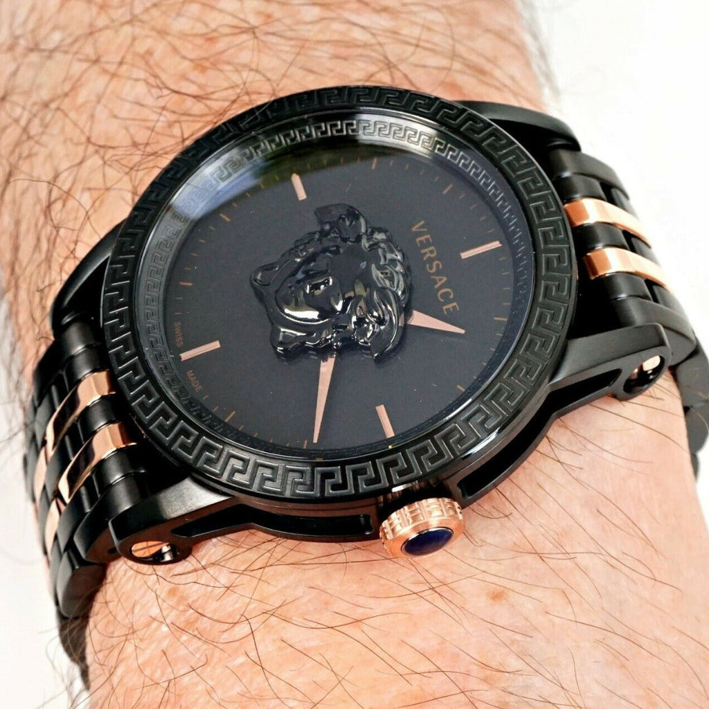 Versace Palazzo Empire Black Dial Two Tone Steel Strap Watch for Men - VERD00618 Buy Now By Versace
