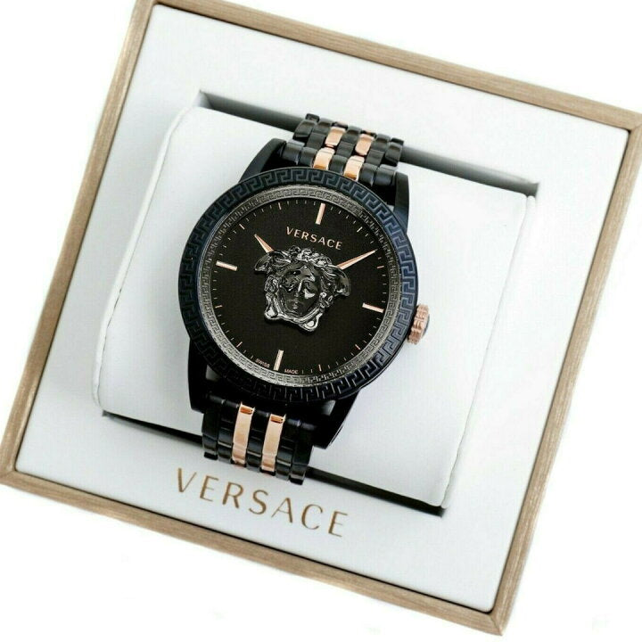 Versace Palazzo Empire Black Dial Two Tone Steel Strap Watch for Men - VERD00618 Buy Now By Versace