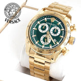 Versace V-Ray Chronograph Quartz Green Dial Gold Steel Strap Watch For Men - VE2I00621 Buy Now By Versace