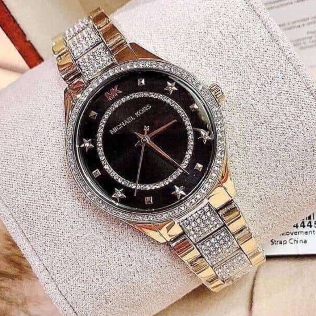 Michael Kors Lauryn Crystal Pave Black Dial Two Tone Steel Strap Watch For Women - MK4403 Buy Now By Michael Kors