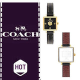 Coach Black Square Dial Black Leather Strap Watch for Women - 14503695 Buy Now By Coach