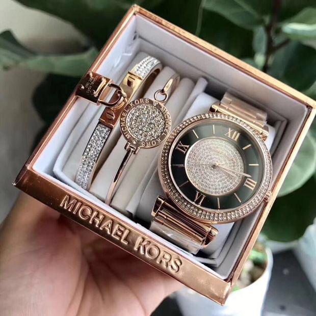 Michael Kors Catlin Black Dial Rose Gold Steel Strap Watch for Women - MK3339 Buy Now By Michael Kors