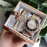 Michael Kors Catlin Black Dial Rose Gold Steel Strap Watch for Women - MK3339 Buy Now By Michael Kors