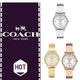 Coach Delancey Diamonds Silver Dial Gold Steel Strap Watch for Women - 14502354 Buy Now By Coach