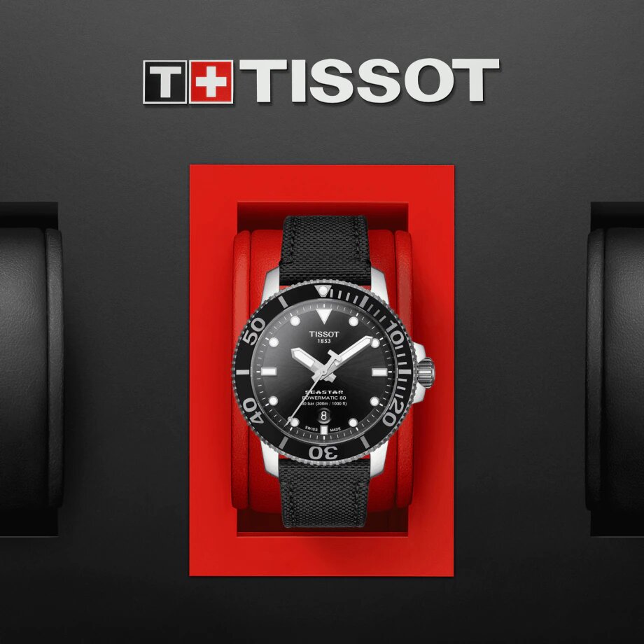 Tissot Seastar 1000 Powermatic 80 Black Dial Black Nylon Strap Watch For Men - T120.407.17.051.00 Buy Now By Tissot