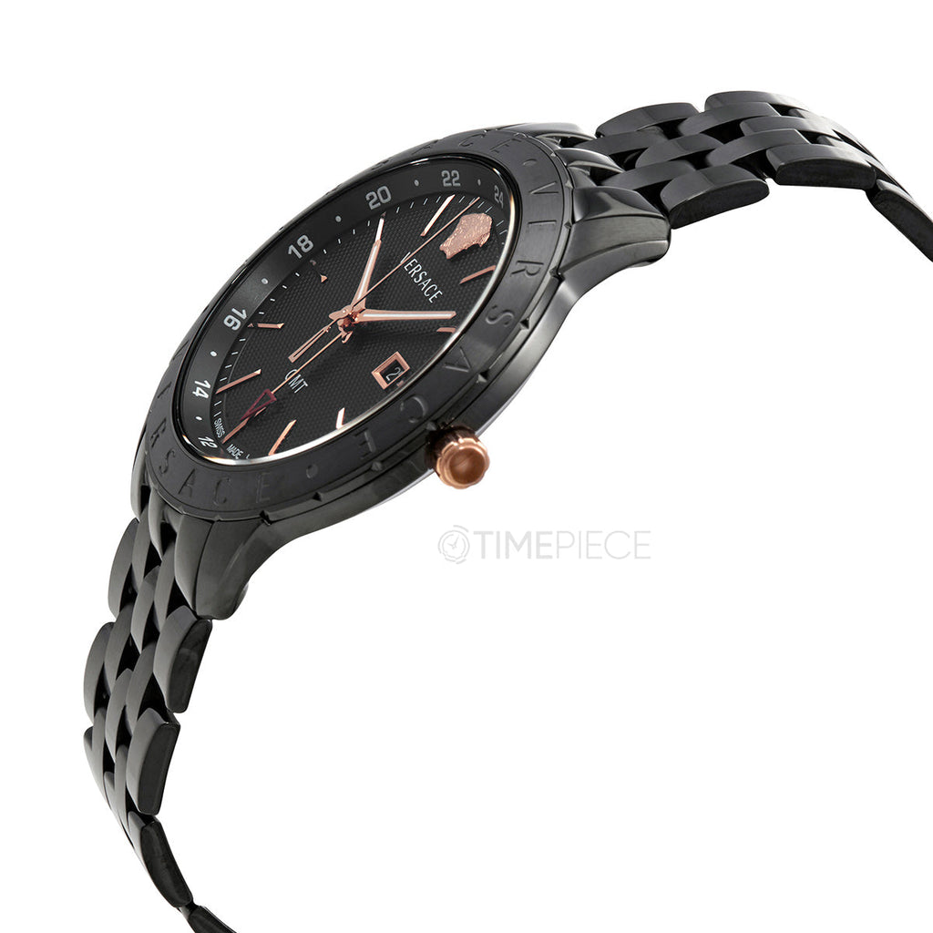 Versace Univers Quartz Black Dial Black Steel Strap Watch for Men - VEBK00618 Buy Now By Versace