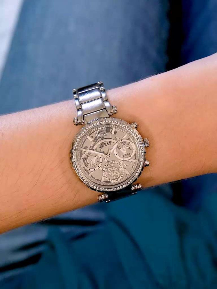 Guess Solstice Diamonds Silver Dial Silver Steel Strap Watch for Women - GW0403L1 Buy Now By Guess