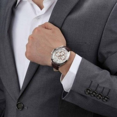 Hugo Boss Driver Quartz Silver Dial Brown Leather Strap Watch For Men - HB1512881 Buy Now By Hugo Boss