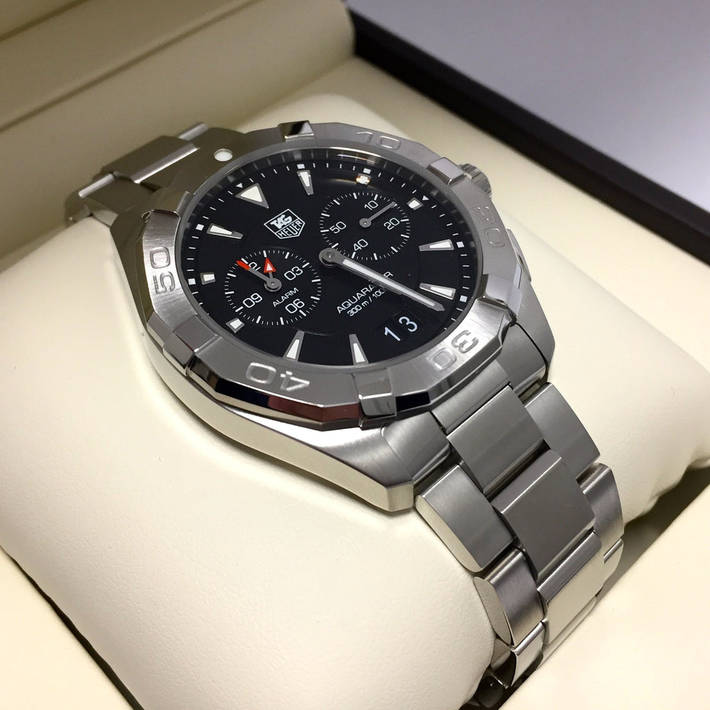 Tag Heuer Aquaracer Quartz Black Dial Silver Steel Strap Watch for Men - WAY111Z.BA0928 Buy Now By Tag Heuer