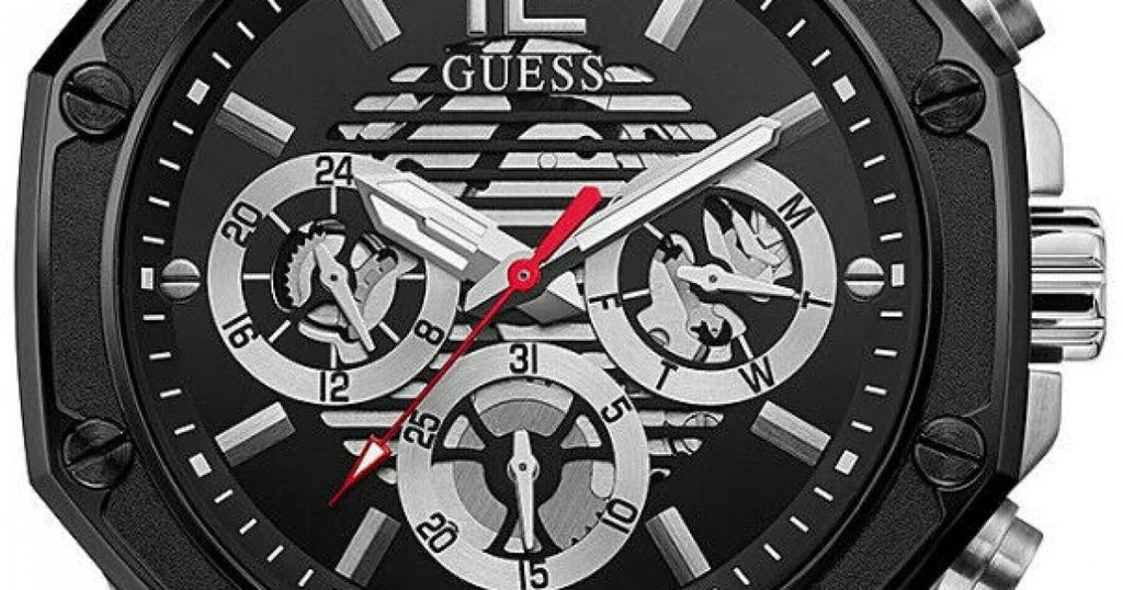 Guess Momentum Black Dial Red Rubber Strap Watch for Men - GW0263G3 Buy Now By Guess