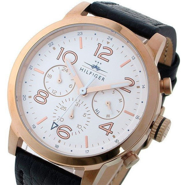 Tommy Hilfiger Jake Multifunction White Dial Black Leather Strap Watch for Men - 1791236 Buy Now By Tommy Hilfiger