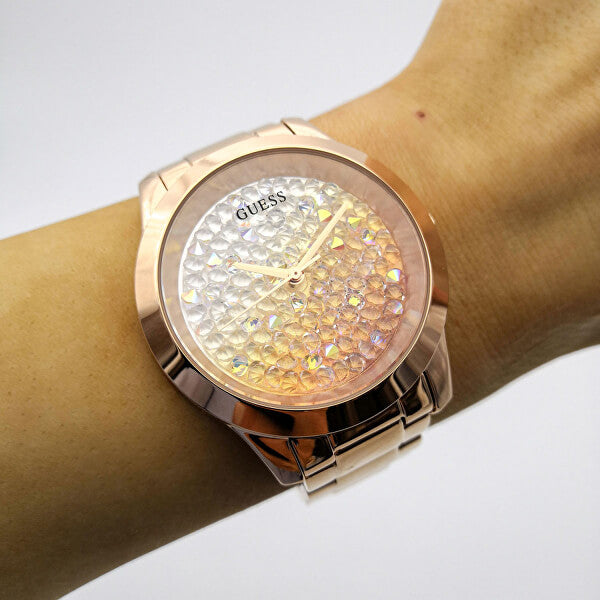 Guess Crush Rose Gold Dial Rose Gold Steel Strap Watch For Women - GW0020L3 Buy Now By Guess