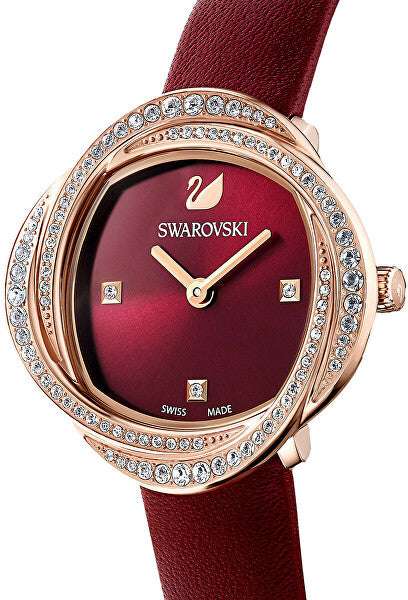Swarovski Crystal Flower Red Dial Red Leather Strap Watch for Women - 5552780 Buy Now By Swarovski