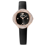 Swarovski Crystal Flower Black Dial Black Leather Strap Watch for Women - 5552421 Buy Now By Swarovski