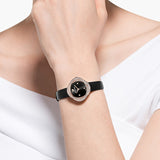 Swarovski Crystal Flower Black Dial Black Leather Strap Watch for Women - 5552421 Buy Now By Swarovski