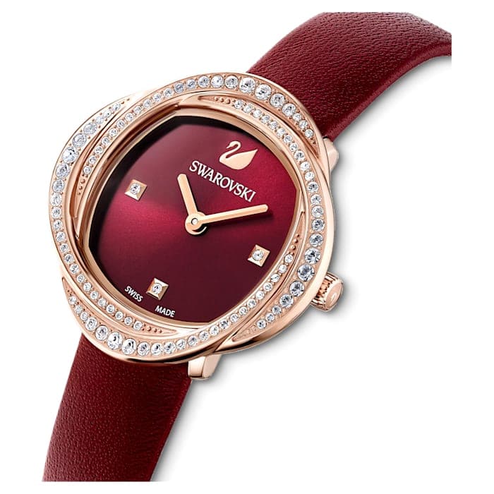 Swarovski Crystal Flower Red Dial Red Leather Strap Watch for Women - 5552780 Buy Now By Swarovski