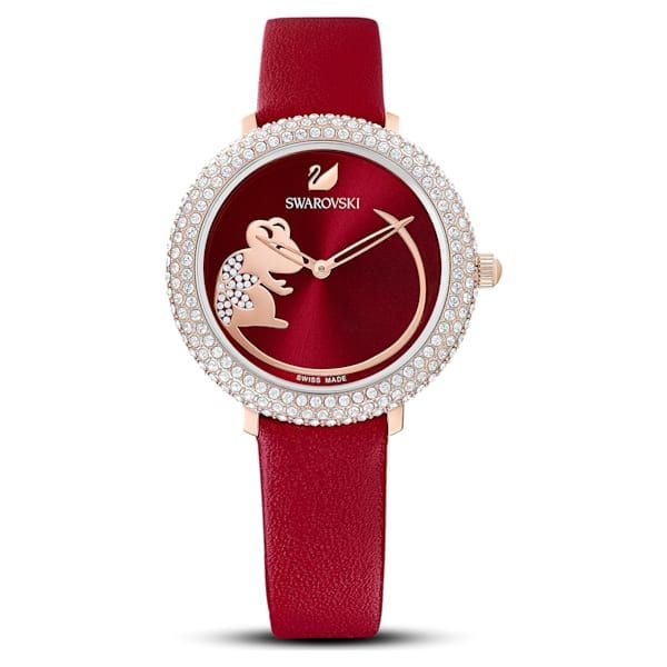 Swarovski Crystal Frost Red Dial Red Leather Strap Watch for Women - 5519226 Buy Now By Swarovski