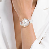 Swarovski Crystalline Aura Silver Dial White Leather Strap Watch for Women - 5519453 Buy Now By Swarovski
