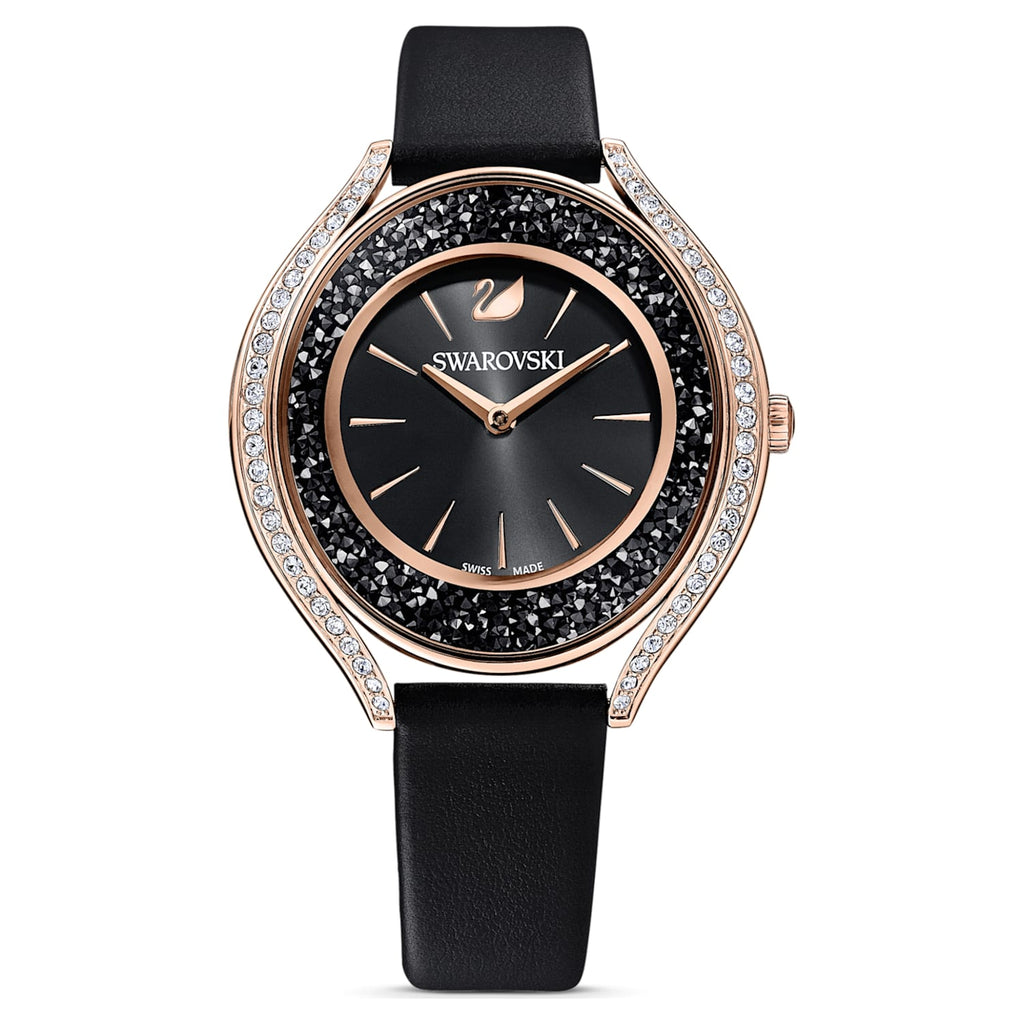 Swarovski Crystalline Aura Black Dial Black Leather Strap Watch for Women - 5558634 Buy Now By Swarovski